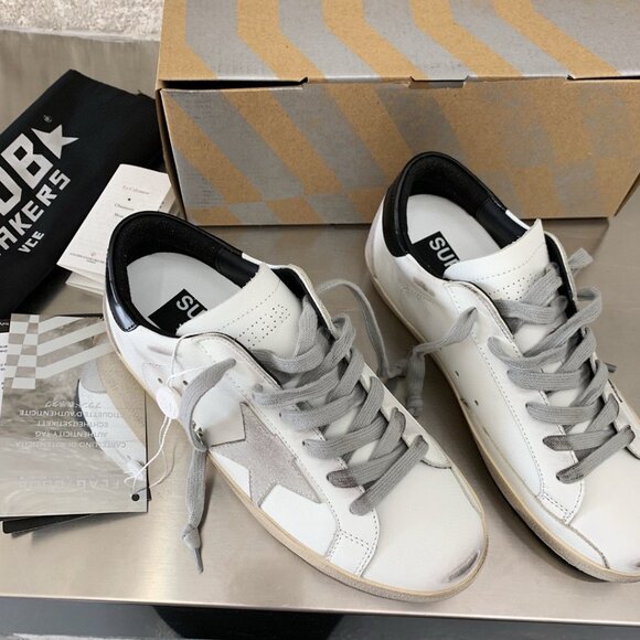 Golden Goose White and Gray Distressed Sneakers - Picture 1 of 8